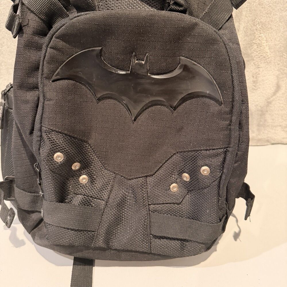 Batman Tactical Backpack Black Gray Laptop School Travel Bookbag DC Comics - Picture 4 of 10